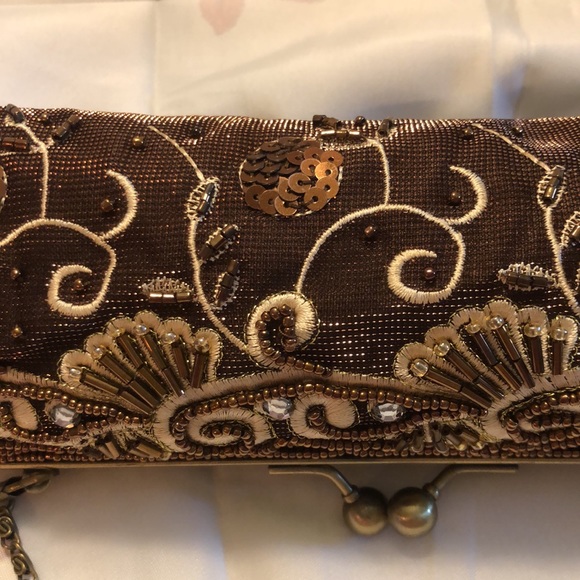 Beaded and Sequined Purse/Bag with Chain Strap 11”x3” w/14” drop - Picture 7 of 8